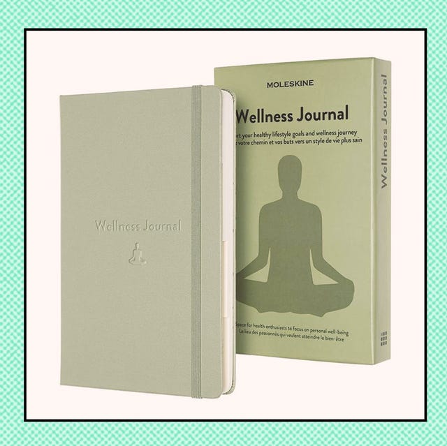 best anxiety relief products to try a sage coloured wellness journal in one box and a shakti acupressure stress relief mat in the other